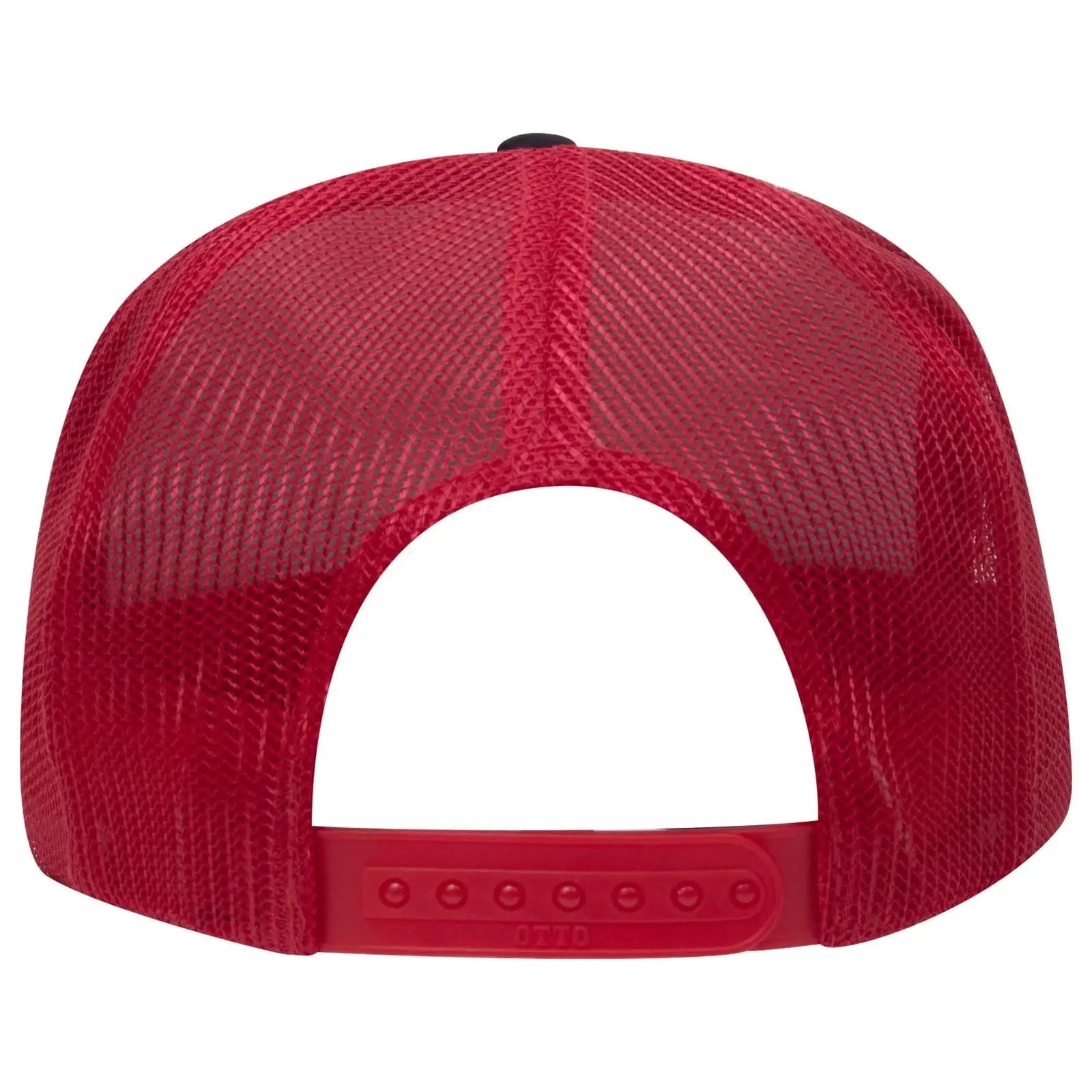OTTO 39-165 5 Panel High Crown Mesh Back Trucker Cap - Blk/Blk/Red - Blk/Blk/Red / 6 1/2’’ - 7 5/8’’