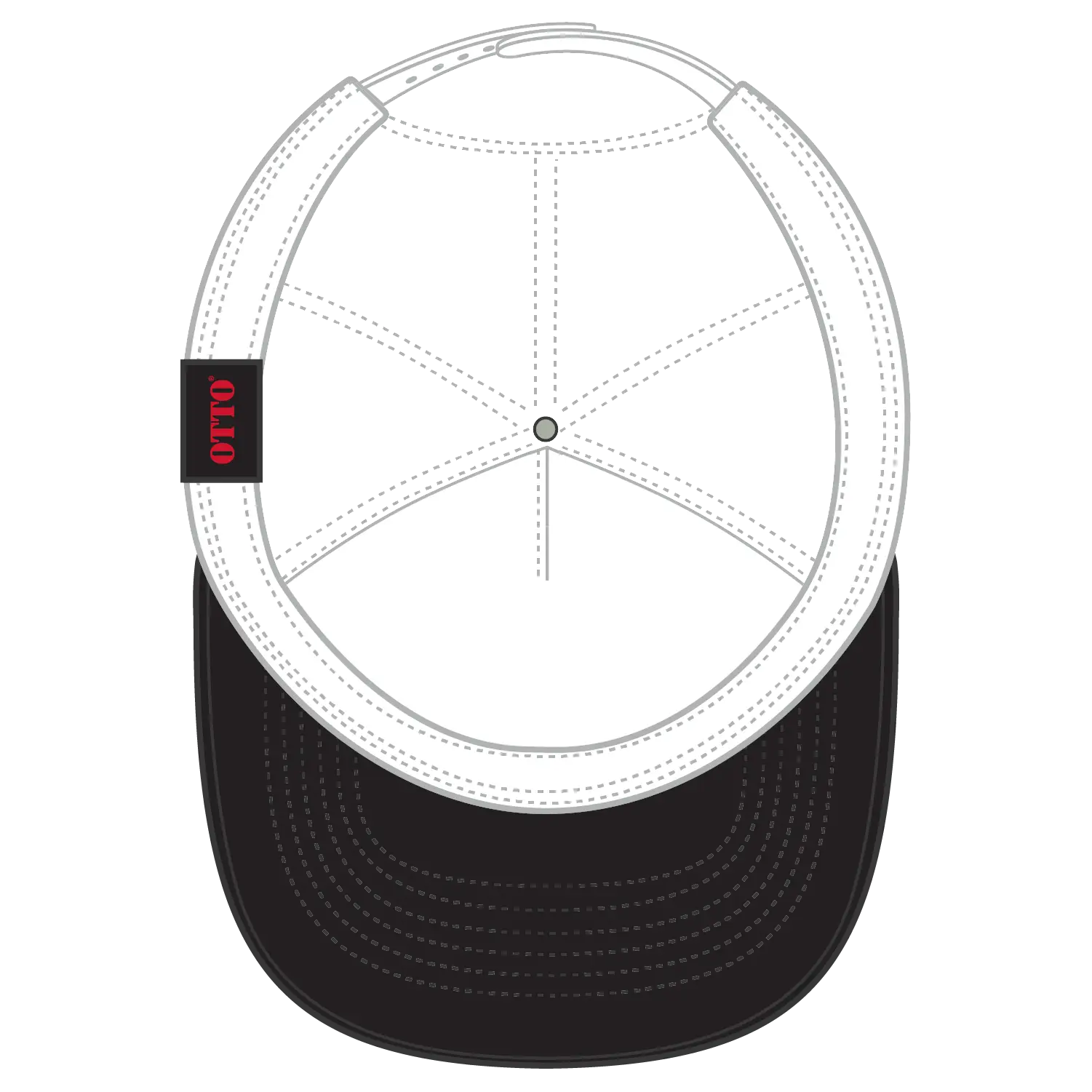 OTTO 39-165 5 Panel High Crown Mesh Back Trucker Cap - Blk/Blk/Wht - Blk/Blk/Wht / 6 1/2’’ - 7 5/8’’