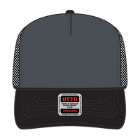 OTTO 39-165 5 Panel High Crown Mesh Back Trucker Cap - Blk/Ch.Gry/Blk - Blk/Ch.Gry/Blk / 6 1/2’’ - 7 5/8’’