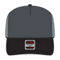 OTTO 39-165 5 Panel High Crown Mesh Back Trucker Cap - Blk/Ch.Gry/Ch.Gry - Blk/Ch.Gry/Ch.Gry / 6 1/2’’ - 7 5/8’’