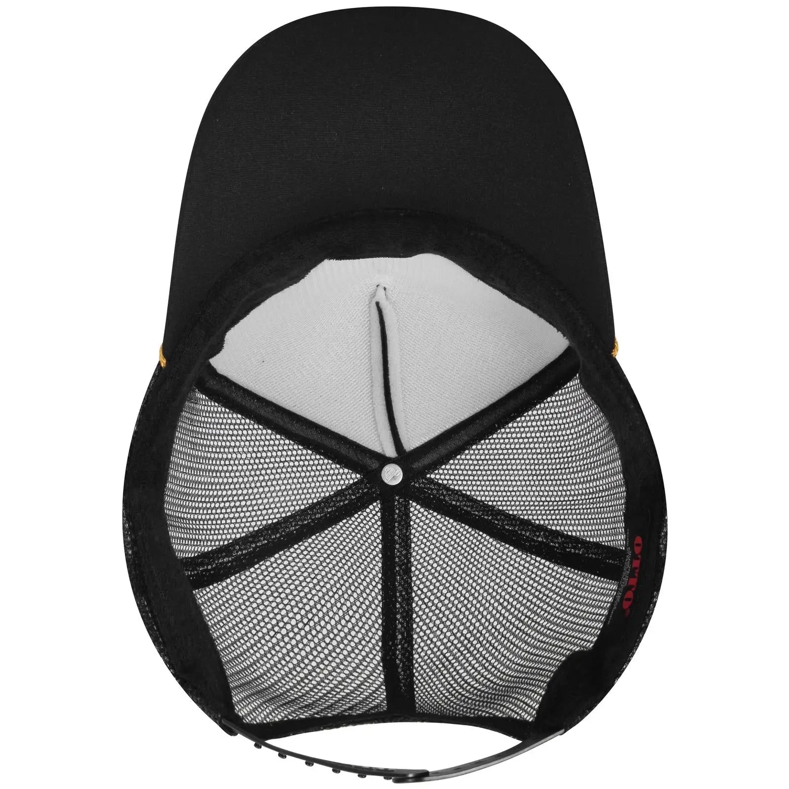 OTTO 39-165 5 Panel High Crown Mesh Back Trucker Cap - Blk/Gld - Blk/Gld / 6 1/2’’ - 7 5/8’’