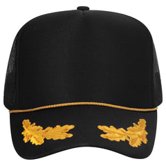 OTTO 39-165 5 Panel High Crown Mesh Back Trucker Cap - Blk/Gld - Blk/Gld / 6 1/2’’ - 7 5/8’’