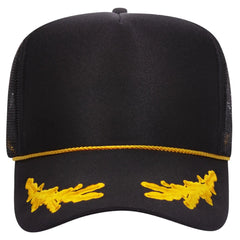 OTTO 39-165 5 Panel High Crown Mesh Back Trucker Cap - Blk/Gld - Blk/Gld / 6 1/2’’ - 7 5/8’’