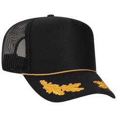 OTTO 39-165 5 Panel High Crown Mesh Back Trucker Cap - Blk/Gld - Blk/Gld / 6 1/2’’ - 7 5/8’’