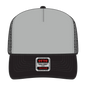 OTTO 39-165 5 Panel High Crown Mesh Back Trucker Cap - Blk/Gry/Blk - Blk/Gry/Blk / 6 1/2’’ - 7 5/8’’