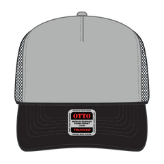 OTTO 39-165 5 Panel High Crown Mesh Back Trucker Cap - Blk/Gry/Ch.Gry - Blk/Gry/Ch.Gry / 6 1/2’’ - 7 5/8’’