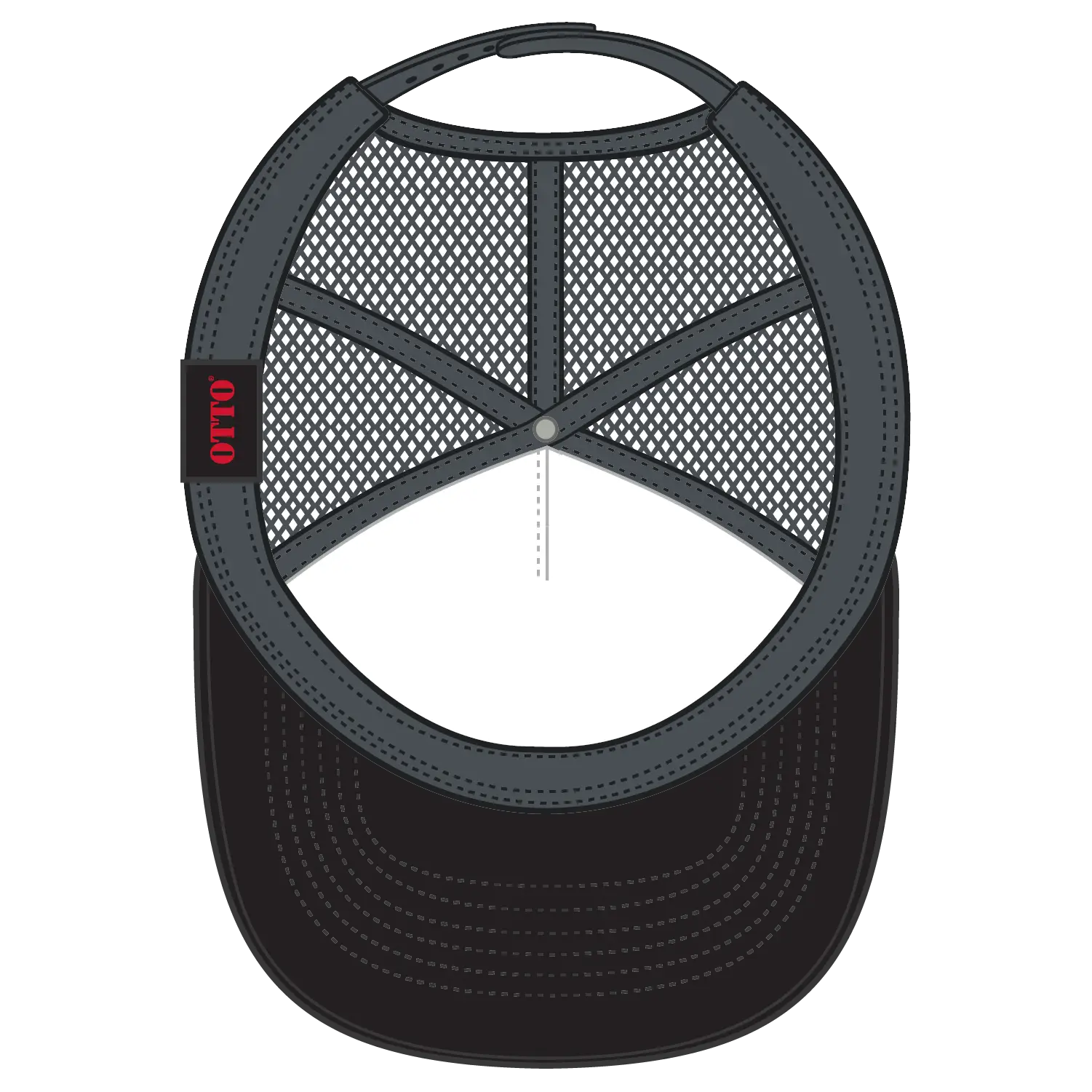 OTTO 39-165 5 Panel High Crown Mesh Back Trucker Cap - Blk/Gry/Ch.Gry - Blk/Gry/Ch.Gry / 6 1/2’’ - 7 5/8’’