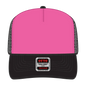 OTTO 39-165 5 Panel High Crown Mesh Back Trucker Cap - Blk/N.Pnk/Blk - Blk/N.Pnk/Blk / 6 1/2’’ - 7 5/8’’