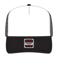 OTTO 39-165 5 Panel High Crown Mesh Back Trucker Cap - Blk/Wht/Blk - Blk/Wht/Blk / 6 1/2’’ - 7 5/8’’