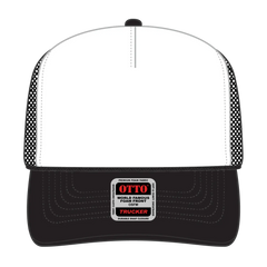 OTTO 39-165 5 Panel High Crown Mesh Back Trucker Cap - Blk/Wht/Blk - Blk/Wht/Blk / 6 1/2’’ - 7 5/8’’