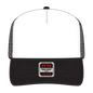 OTTO 39-165 5 Panel High Crown Mesh Back Trucker Cap - Blk/Wht/Blk - Blk/Wht/Blk / 6’’ - 7 1/8’’