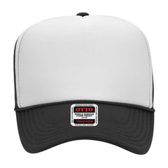 OTTO 39-165 5 Panel High Crown Mesh Back Trucker Cap - Blk/Wht/Blk