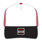 OTTO 39-165 5 Panel High Crown Mesh Back Trucker Cap - Blk/Wht/Red - Blk/Wht/Red / 6 1/2’’ - 7 5/8’’