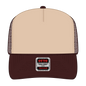 OTTO 39-165 5 Panel High Crown Mesh Back Trucker Cap - Brn/Tan/Brn - Brn/Tan/Brn / 6 1/2’’ - 7 5/8’’