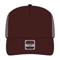 OTTO 39-165 5 Panel High Crown Mesh Back Trucker Cap - Brown - Brown / 6 1/2’’ - 7 5/8’’