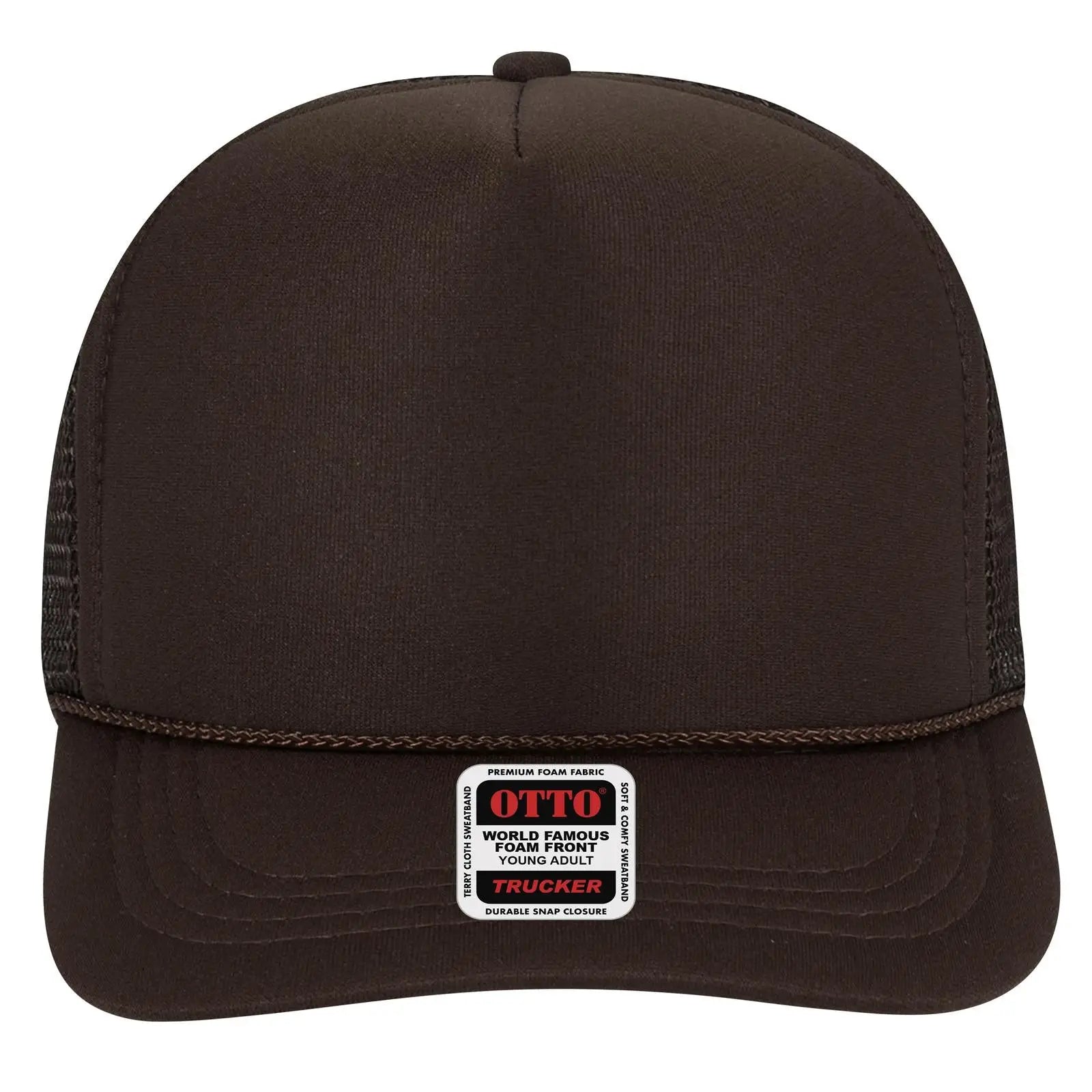 OTTO 39-165 5 Panel High Crown Mesh Back Trucker Cap - Brown