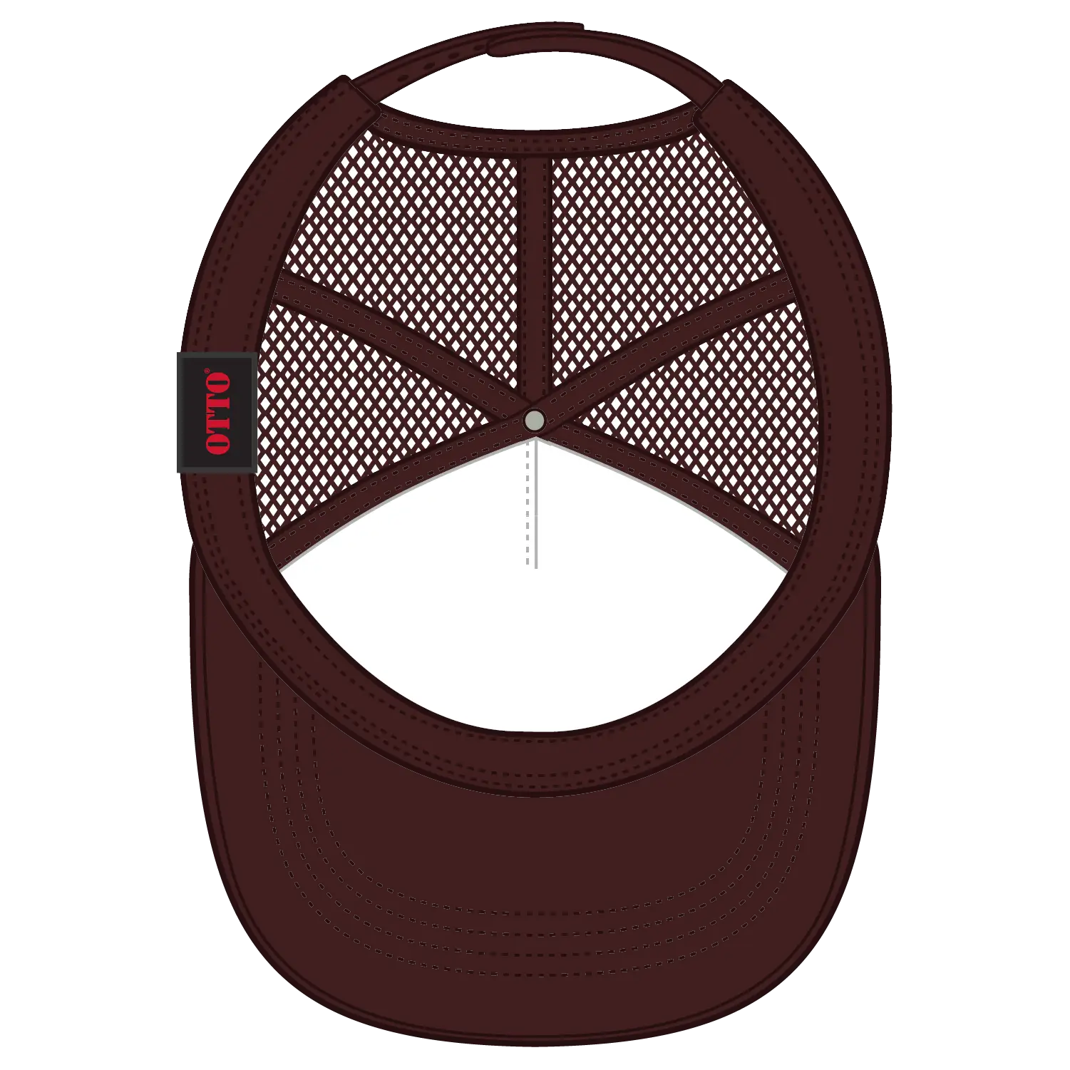 OTTO 39-165 5 Panel High Crown Mesh Back Trucker Cap - Brown