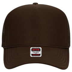 OTTO 39-165 5 Panel High Crown Mesh Back Trucker Cap - Brown