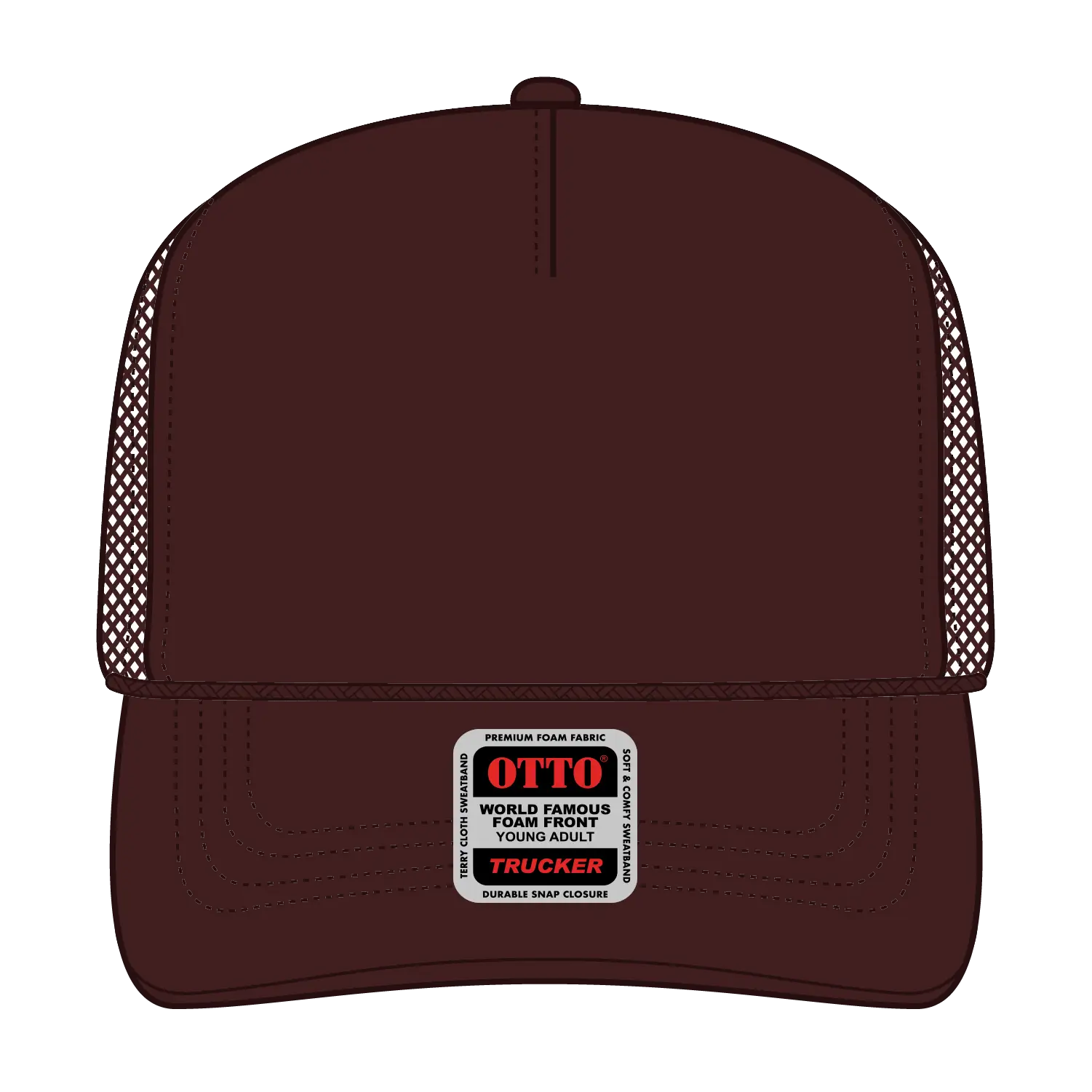 OTTO 39-165 5 Panel High Crown Mesh Back Trucker Cap - Brown - Brown / 6’’ - 7 1/8’’