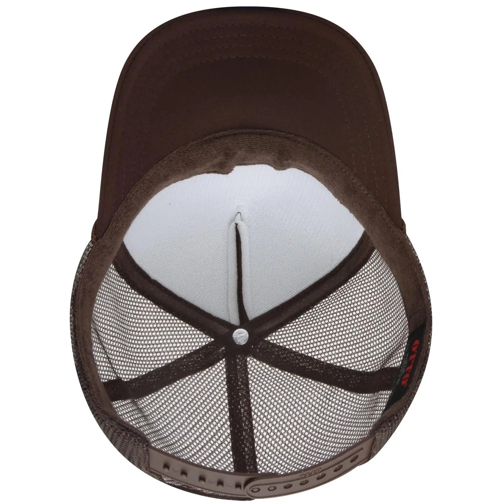 OTTO 39-165 5 Panel High Crown Mesh Back Trucker Cap - Brown