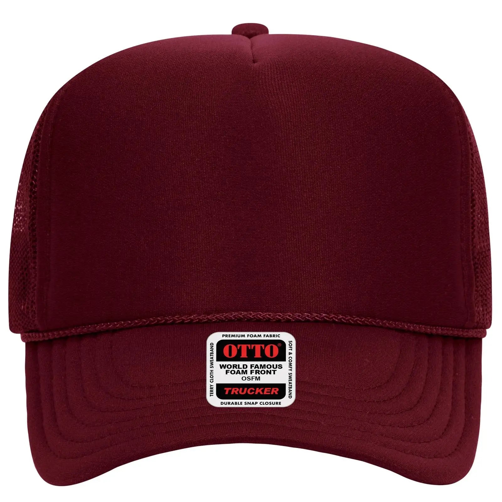 OTTO 39-165 5 Panel High Crown Mesh Back Trucker Cap - Burg. Marn - Burg. Marn / 6 1/2’’ - 7 5/8’’