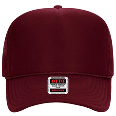 OTTO 39-165 5 Panel High Crown Mesh Back Trucker Cap - Burg. Marn - Burg. Marn / 6 1/2’’ - 7 5/8’’