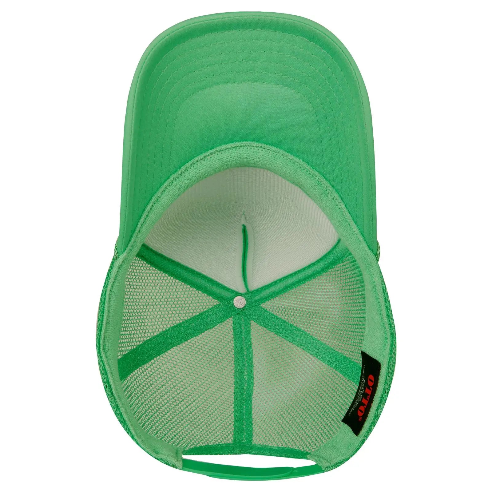 OTTO 39-165 5 Panel High Crown Mesh Back Trucker Cap - Cactus Green - Cactus Green / 6 1/2’’ - 7 5/8’’