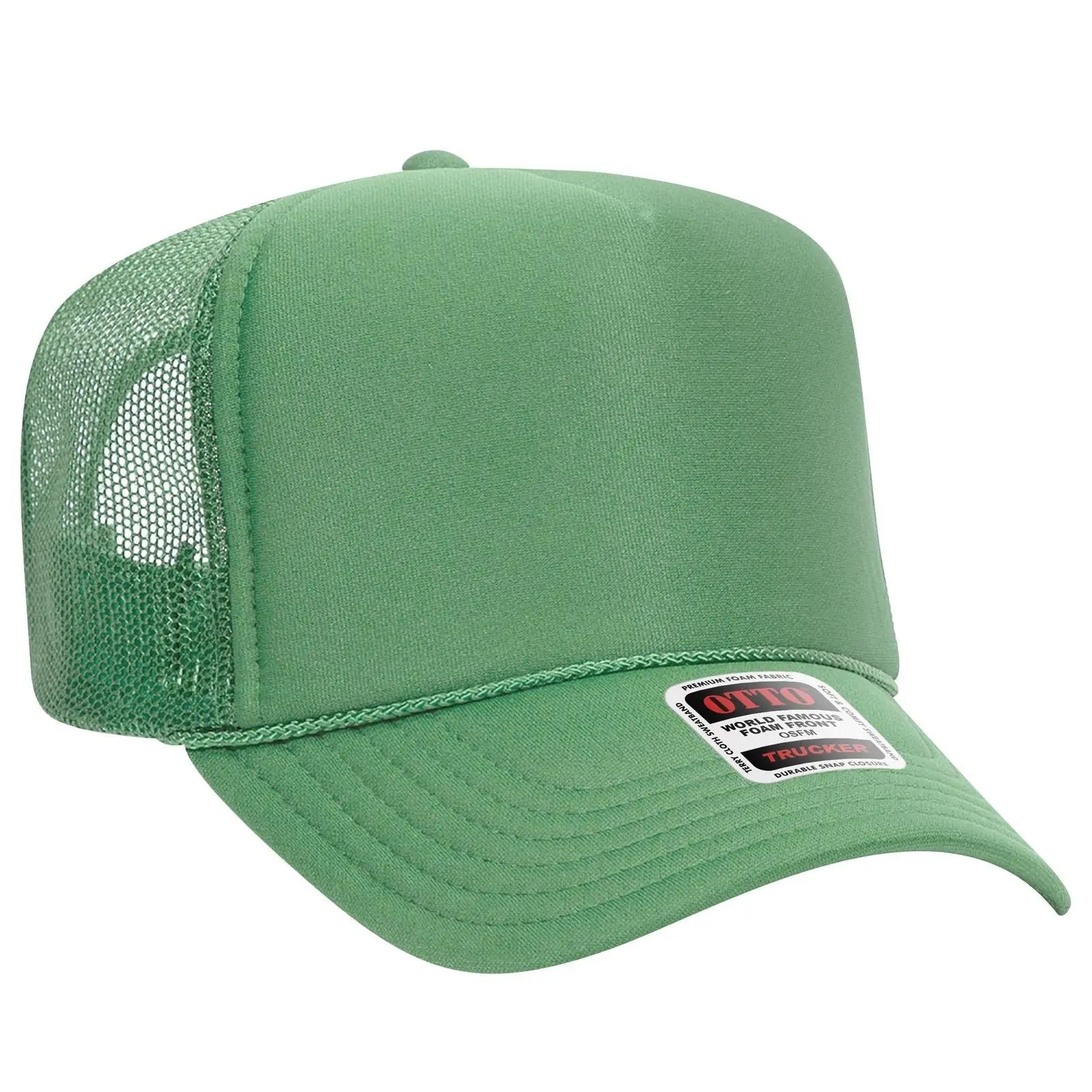 OTTO 39-165 5 Panel High Crown Mesh Back Trucker Cap - Cactus Green - Cactus Green / 6 1/2’’ - 7 5/8’’