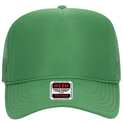 OTTO 39-165 5 Panel High Crown Mesh Back Trucker Cap - Cactus Green - Cactus Green / 6 1/2’’ - 7 5/8’’