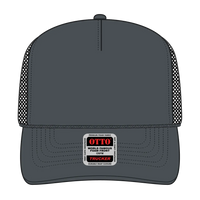 OTTO 39-165 5 Panel High Crown Mesh Back Trucker Cap - Ch.Gry/Ch.Gry/Blk - Ch.Gry/Ch.Gry/Blk / 6 1/2’’ - 7 5/8’’