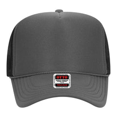 OTTO 39-165 5 Panel High Crown Mesh Back Trucker Cap - Ch.Gry/Ch.Gry/Blk - Ch.Gry/Ch.Gry/Blk / 6 1/2’’ - 7 5/8’’