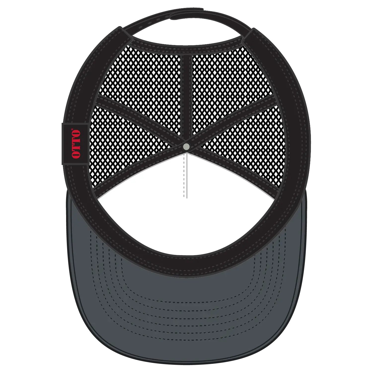 OTTO 39-165 5 Panel High Crown Mesh Back Trucker Cap - Ch.Gry/Ch.Gry/Blk - Ch.Gry/Ch.Gry/Blk / 6 1/2’’ - 7 5/8’’