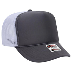 OTTO 39-165 5 Panel High Crown Mesh Back Trucker Cap - Ch.Gry/Ch.Gry/Wht - Ch.Gry/Ch.Gry/Wht / 6 1/2’’ - 7 5/8’’