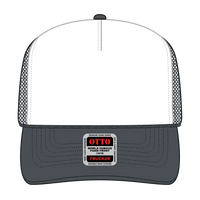 OTTO 39-165 5 Panel High Crown Mesh Back Trucker Cap - Ch.Gry/Wht/Ch.Gry - Ch.Gry/Wht/Ch.Gry / 6 1/2’’ - 7 5/8’’