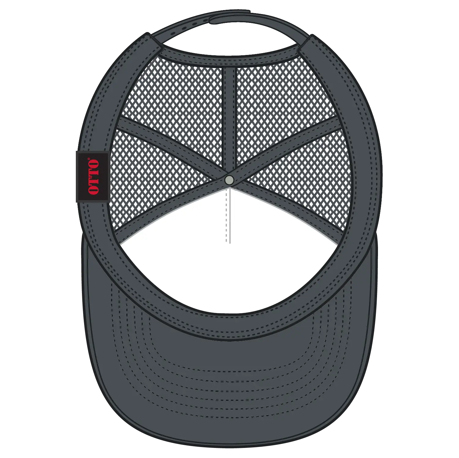 OTTO 39-165 5 Panel High Crown Mesh Back Trucker Cap - Ch.Gry/Wht/Ch.Gry