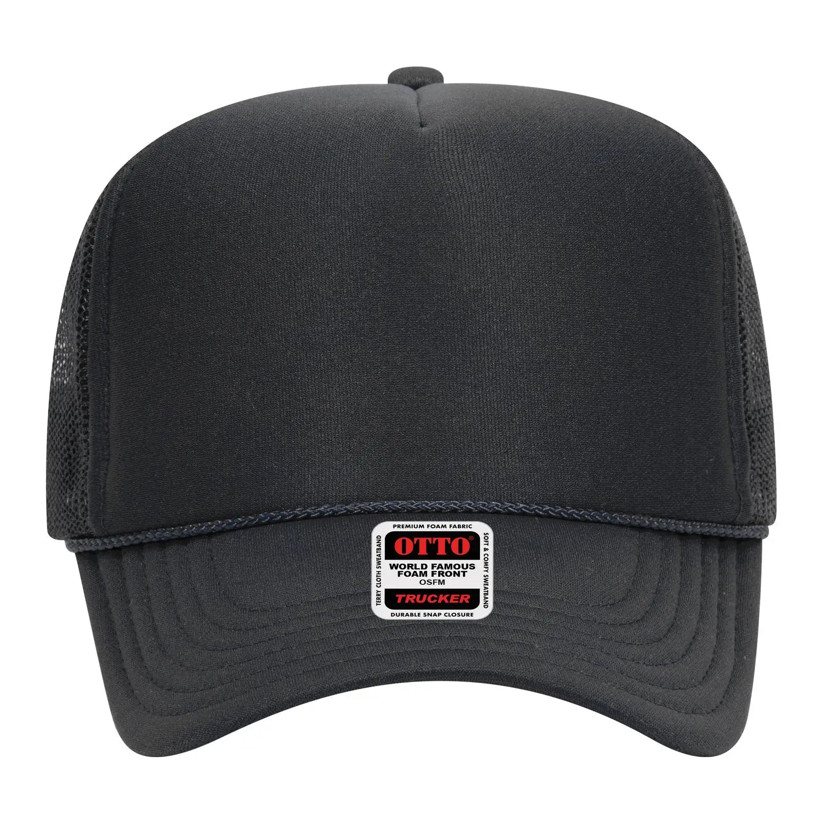 OTTO 39-165 5 Panel High Crown Mesh Back Trucker Cap - Char. Gray