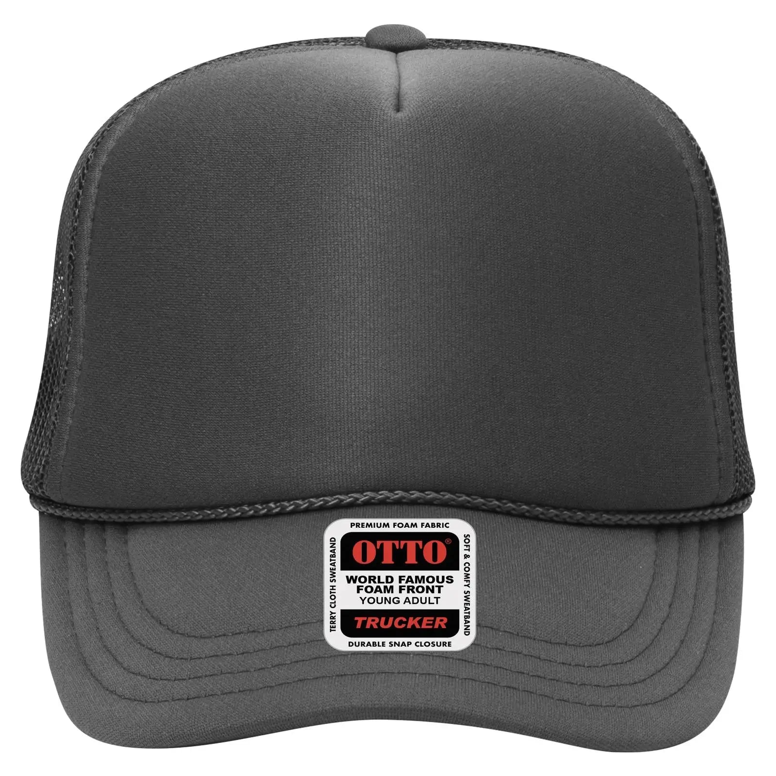 OTTO 39-165 5 Panel High Crown Mesh Back Trucker Cap - Char. Gray
