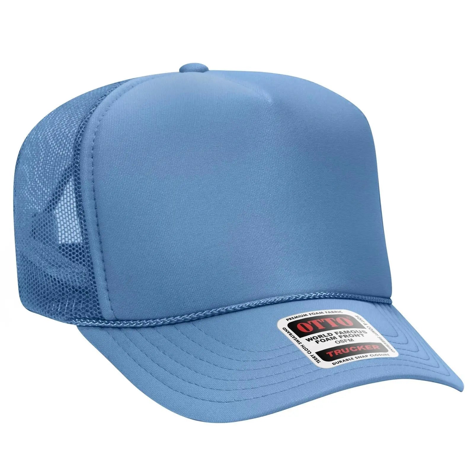 OTTO 39-165 5 Panel High Crown Mesh Back Trucker Cap - Col. Blue