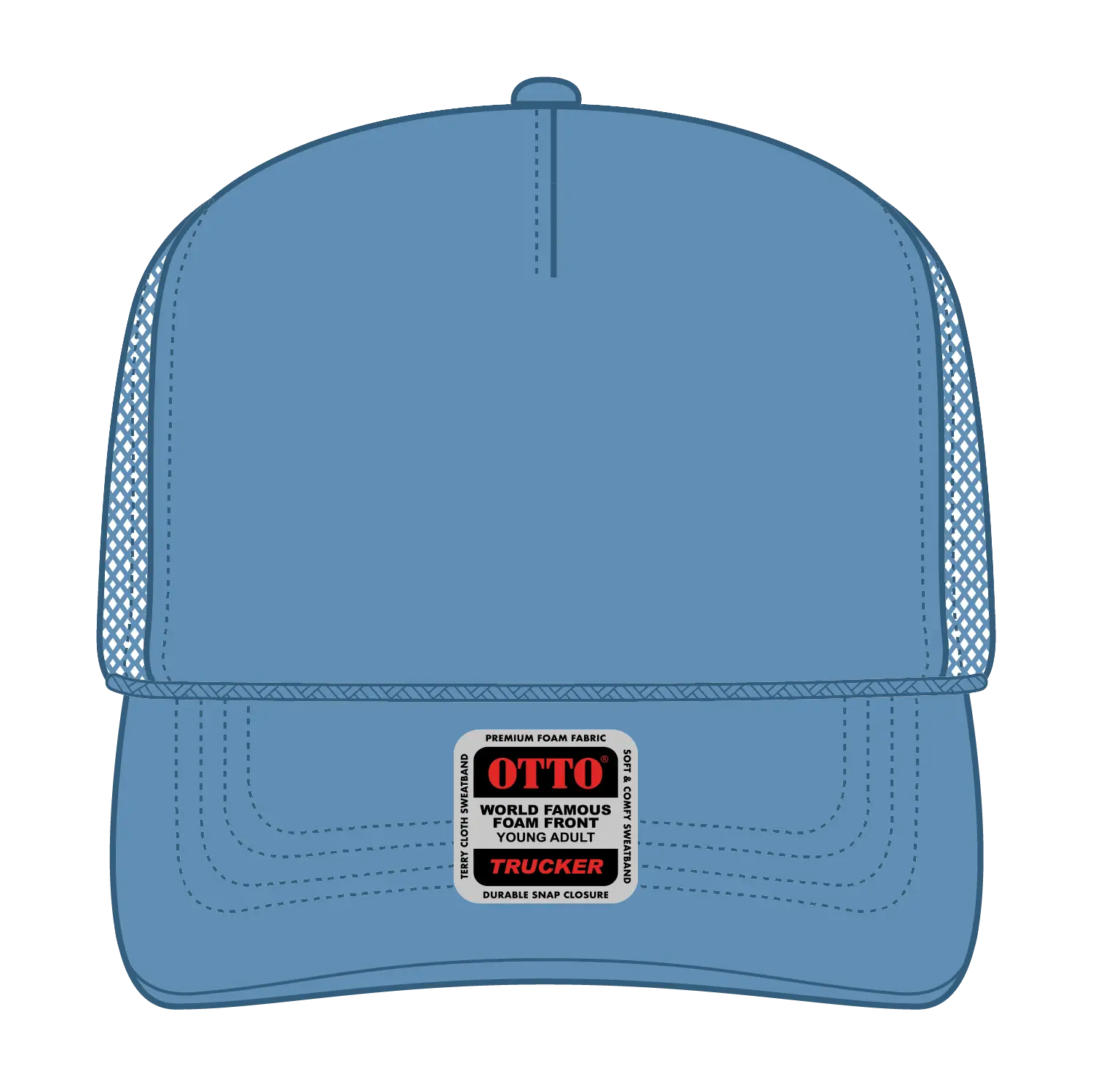 OTTO 39-165 5 Panel High Crown Mesh Back Trucker Cap - Col. Blue - Col. Blue / 6’’ - 7 1/8’’
