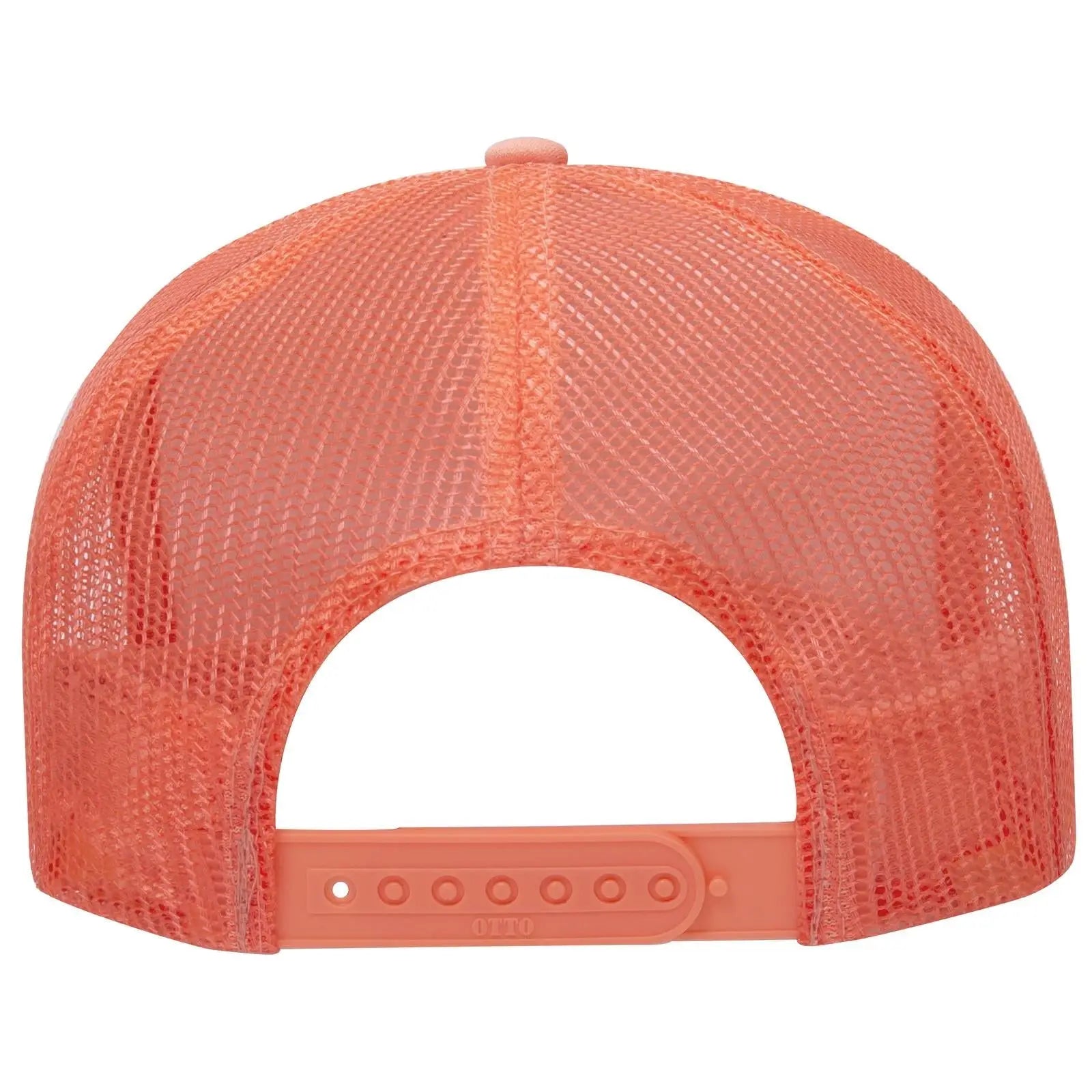 OTTO 39-165 5 Panel High Crown Mesh Back Trucker Cap - Coral - Coral / 6 1/2’’ - 7 5/8’’