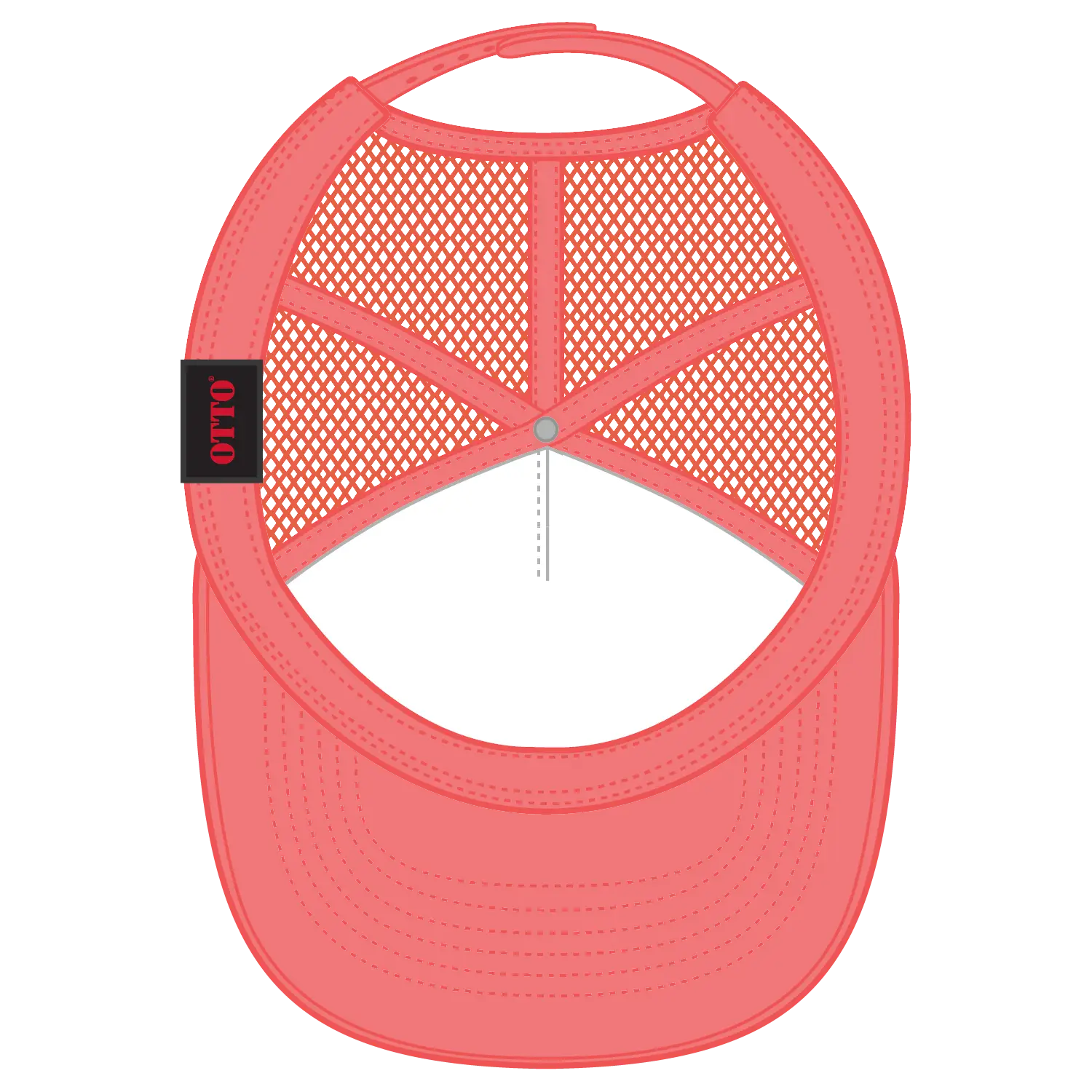 OTTO 39-165 5 Panel High Crown Mesh Back Trucker Cap - Coral - Coral / 6 1/2’’ - 7 5/8’’