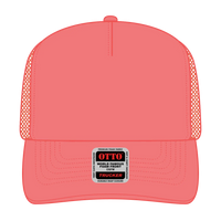 OTTO 39-165 5 Panel High Crown Mesh Back Trucker Cap - Coral - Coral / 6 1/2’’ - 7 5/8’’
