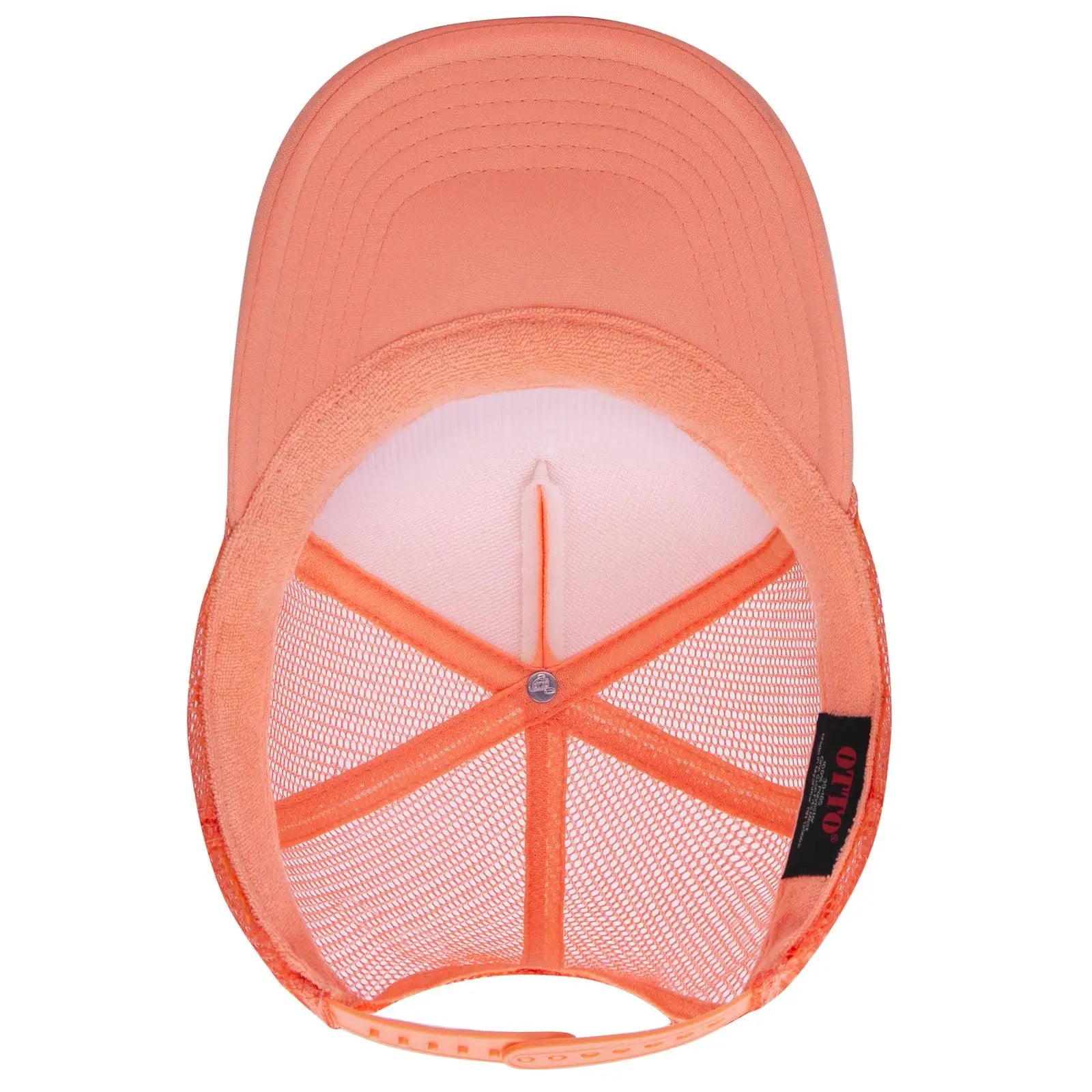 OTTO 39-165 5 Panel High Crown Mesh Back Trucker Cap - Coral - Coral / 6 1/2’’ - 7 5/8’’