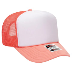 OTTO 39-165 5 Panel High Crown Mesh Back Trucker Cap - Crl/Wht/Crl