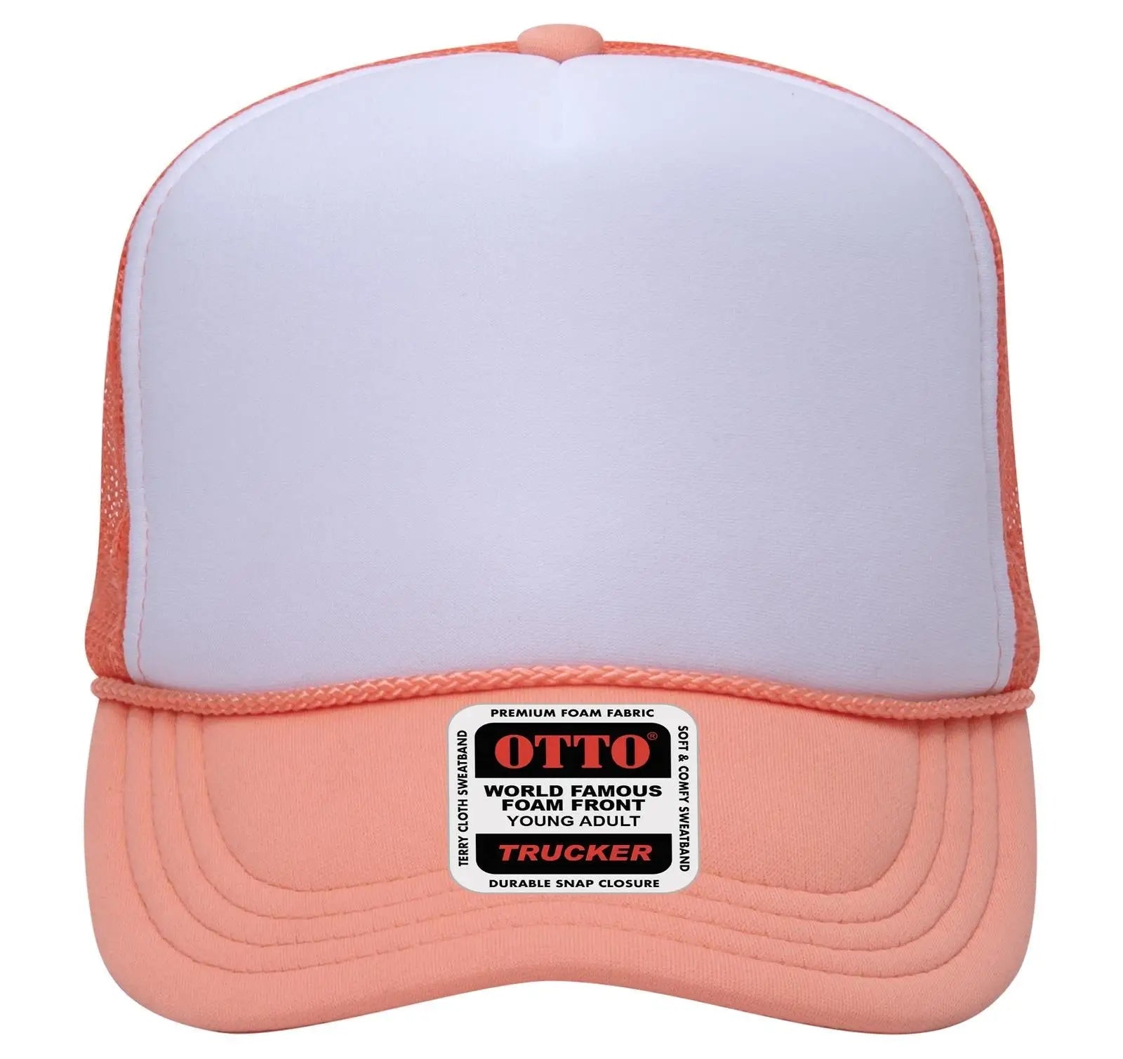 OTTO 39-165 5 Panel High Crown Mesh Back Trucker Cap - Crl/Wht/Crl