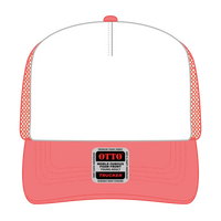OTTO 39-165 5 Panel High Crown Mesh Back Trucker Cap - Crl/Wht/Crl - Crl/Wht/Crl / 6 1/2’’ - 7 5/8’’