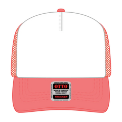 OTTO 39-165 5 Panel High Crown Mesh Back Trucker Cap - Crl/Wht/Crl - Crl/Wht/Crl / 6 1/2’’ - 7 5/8’’