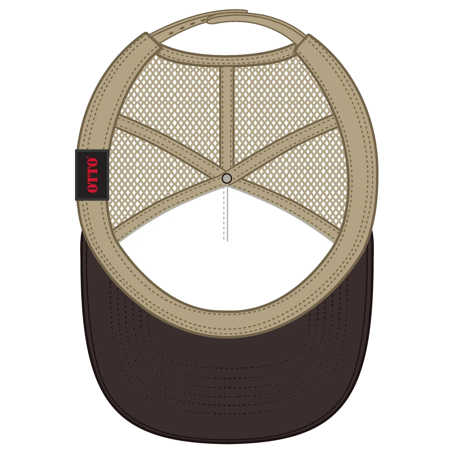 OTTO 39-165 5 Panel High Crown Mesh Back Trucker Cap - Dk.Brn/Dk.Brn/Kha - Dk.Brn/Dk.Brn/Kha / 6 1/2’’ - 7 5/8’’