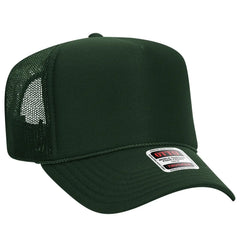 OTTO 39-165 5 Panel High Crown Mesh Back Trucker Cap - Dk. Green
