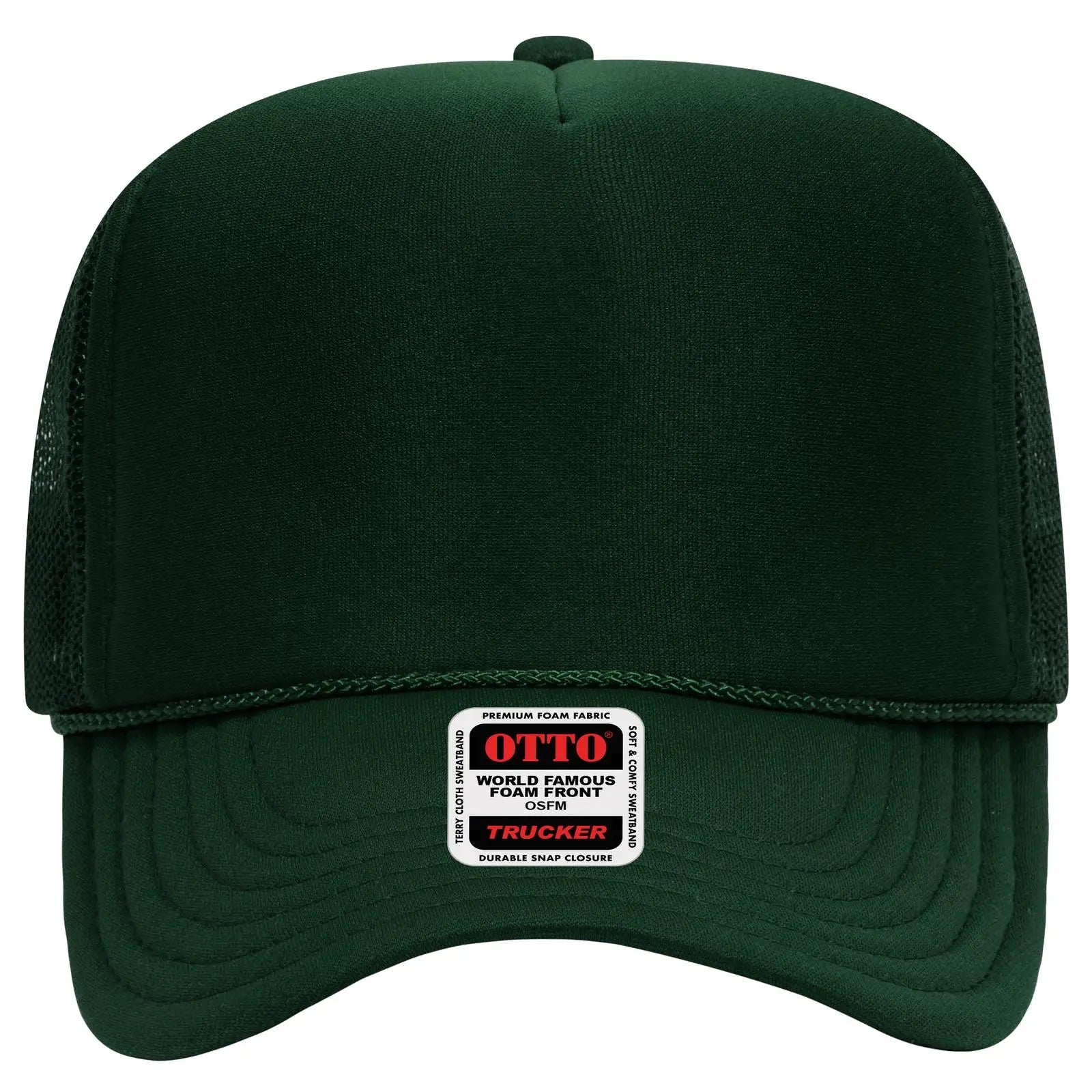 OTTO 39-165 5 Panel High Crown Mesh Back Trucker Cap - Dk. Green